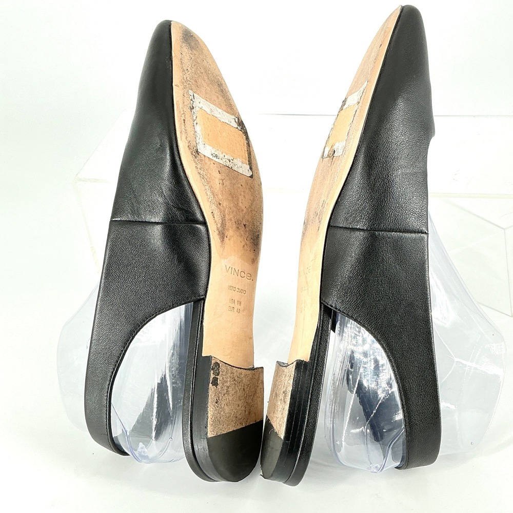 Vince Size 9 EUR 40 Black Leather Square Toe Slingback Flats Vida - Picture 11 of 12